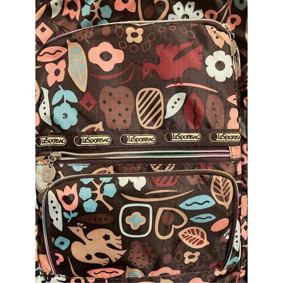 LeSportsac brown flower multi-colored backpack - Picture 5 of 5